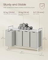 VASAGLE 4-Compartment Laundry Hamper with Shelf 160 L Cream White BLH401W01 view 6