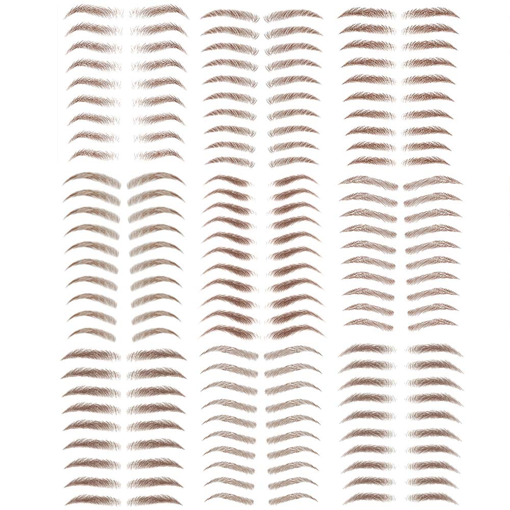 Yesallwas 9 Sheets 89 Pairs Eyebrow tattoos brown Realistic Fake Eyebrows,Water Transfer Sticker for Eyebrows Makeup Tools,Waterproof Long Lasting Realistic Eyebrow Tattoos