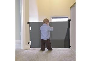 Fijinhom Retractable Baby Gate Indoor Outdoor Safety Gate for Baby and Dog Gate Extends to 55'' Wide 35'' Tall Child Safety Gate Mesh Gate for Stairs, Door