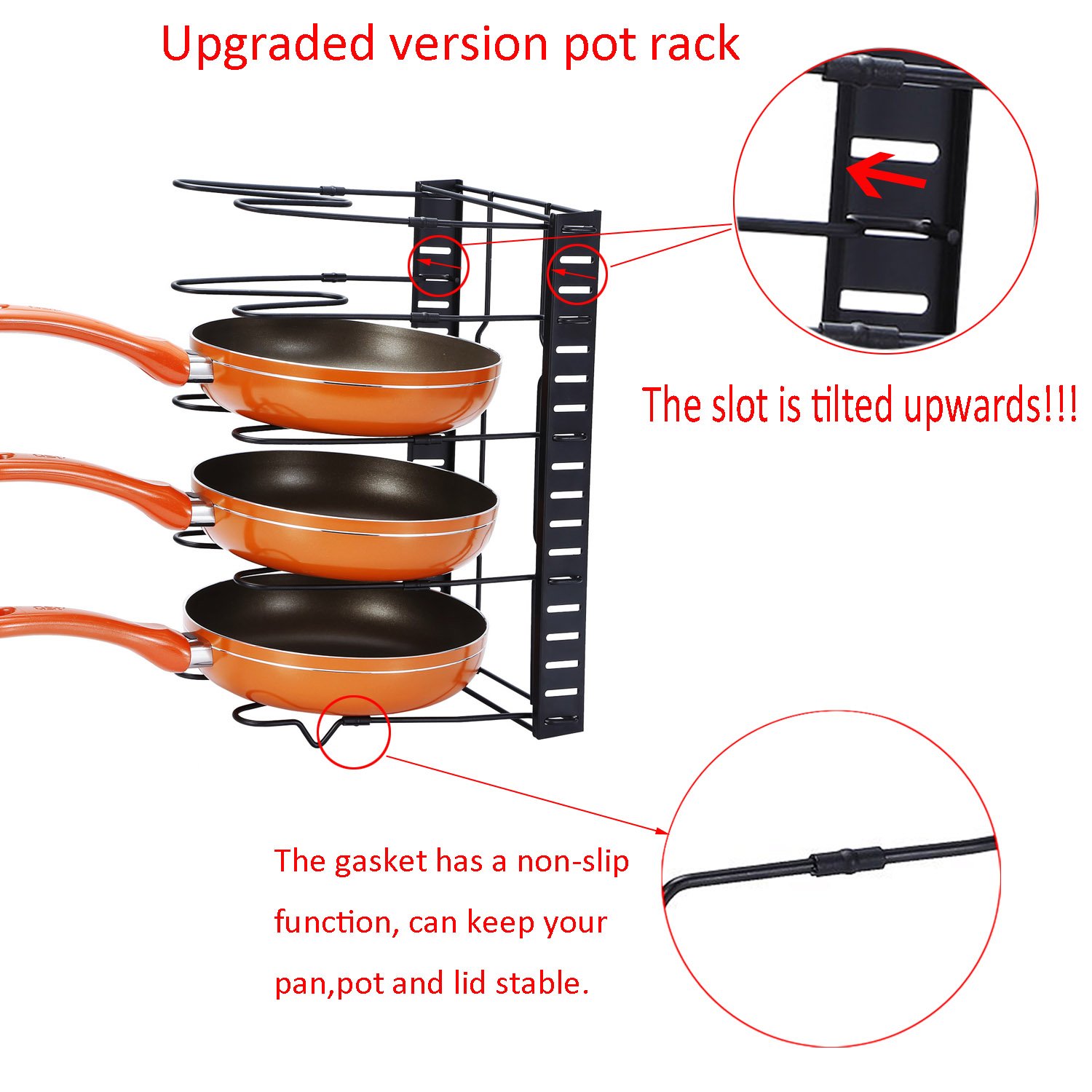 Kuanguang Kitchen Pan Holder Rack Pot Lid Organizer Standing