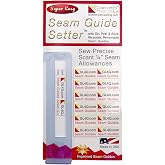 Guidelines4Quilting Super Easy Seam Guide Setter with 6 Reusable Adhesive Seam Guides - Easily Set a Scant 1/4-Inch Guide to Achieve Accuracy and No Fabric Waste - For Any Sewing Machine - Made in USA