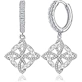 Witches Knot Earrings S925 Sterling Silver Vintage Irish Celtic Witch Knot Huggie Earrings Cubic Zirconia Witchy Nudo de Bruja Plata Irish Wiccan Jewelry Gift for Women Men Christmas Birthday