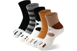 kissleaf Socks for Women, 5 Pairs Winter Warm Thick Crew Knit Socks Stocking Stuffers for Women, Christmas Gifts for Women