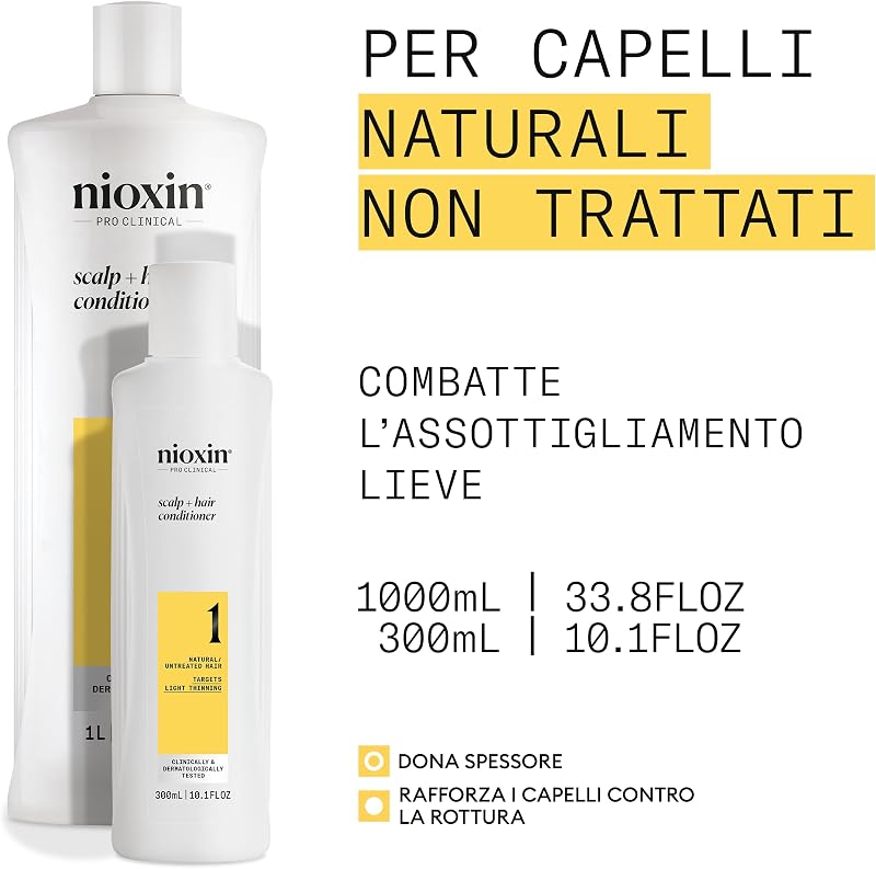 Sistema 1 Scalp + Hair Conditioner - Balsamo Fortificante per Capelli Naturali con Assottigliamento Lieve - Arricchito con Niacinamide (300ml)