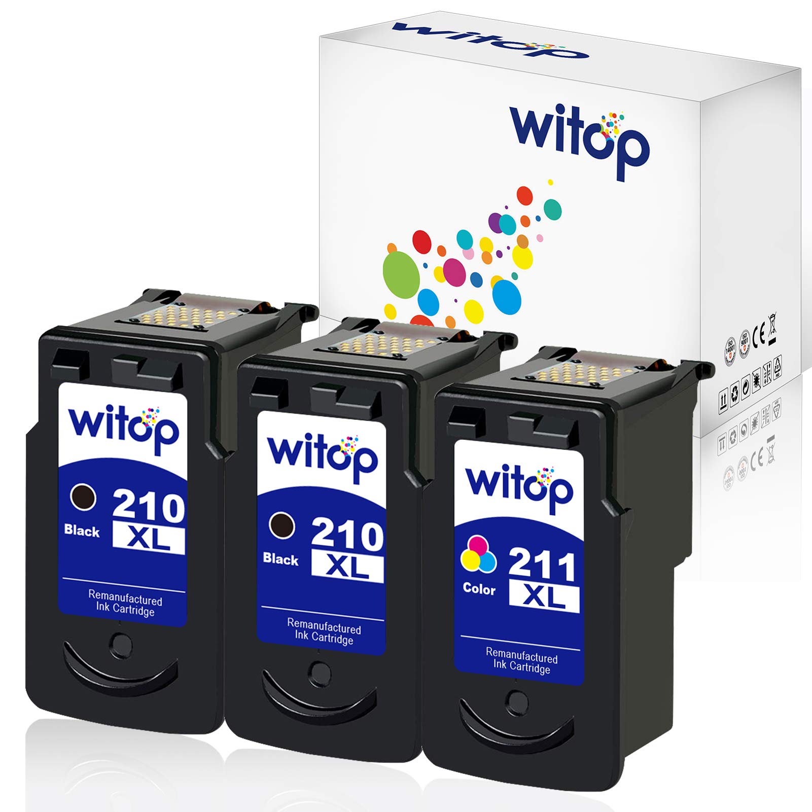 Witop Remanufactured Ink Cartridge Replacement for Canon PG-210XL 210 XL for PIXMA IP2700 IP2702 MP2