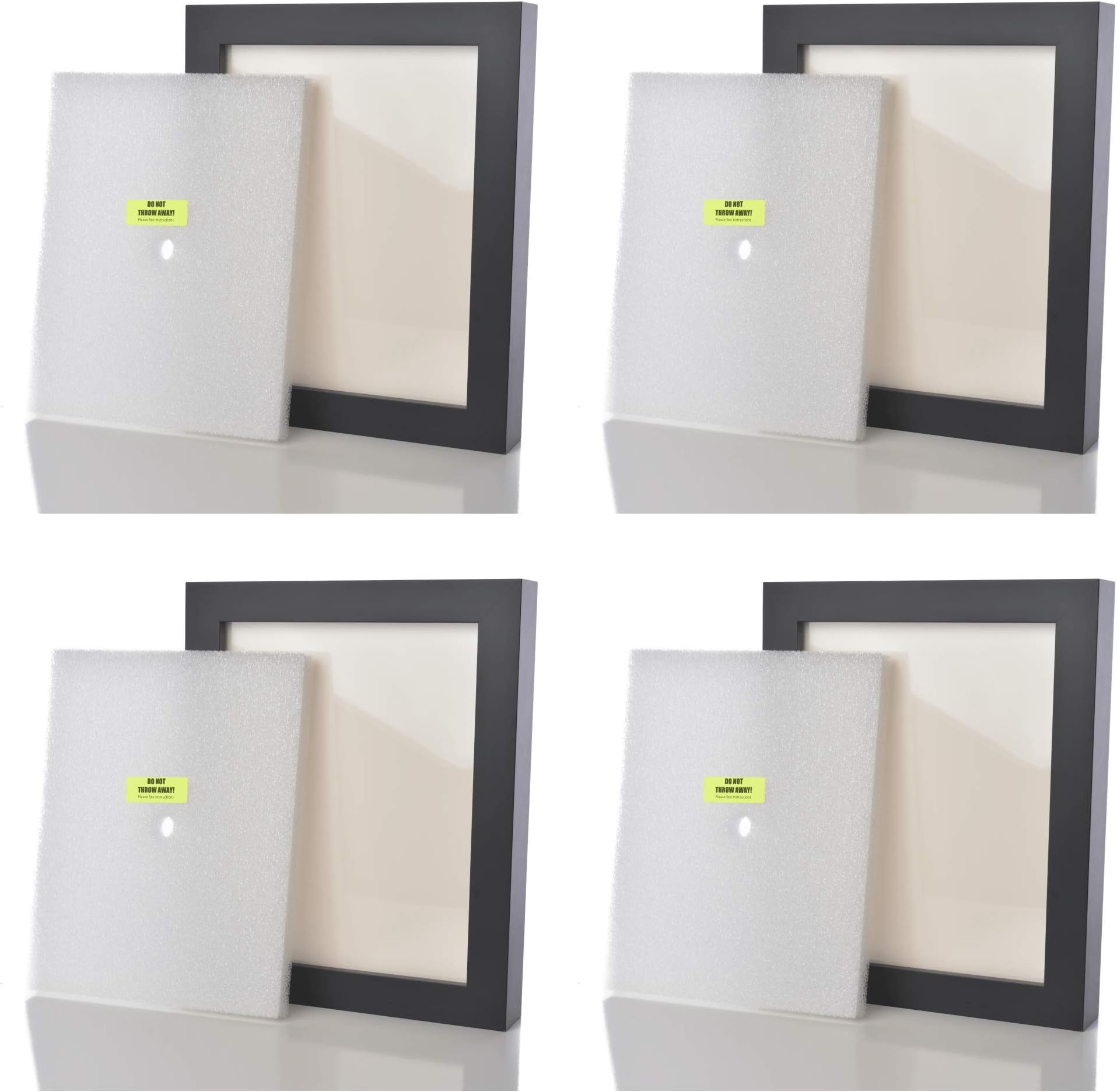 Shart Premium Square Black T Shirt Frame Display Case 4-Pack 11" x 14”-Display Your Favorite Tees in 60 Seconds, Patented Foam Insert, Acrylic Glass, Ready to Hang Horizontally/Vert(4, Prem Sq Bl)