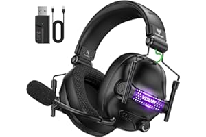 WESEARY WG2 Wireless Gaming Headsets with Microphone for PS5, PS4, PC, Switch, Mac, Crystal Stereo Bluetooth Headphones, Wireless Headset 2.4GHz with Lossless Audio, 50 Hr Battery, Cool LED