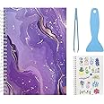 DHATMYC Reusable Sticker Book Collecting Album A5 Size 80 Sheets Sticker Collection Storage Book for Adults Release Paper Sticker Saver Holder Book with Tools (Purple)