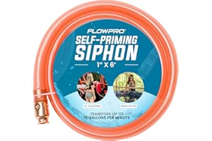 FLOWPRO Self-Priming Shaker Gas, Fuel, Oil, Water Siphon 1” x 6' | Wake Boat, Pontoon, PWC, Jet Ski, Hot Tub, Cold Plunge, Trough, Livestock, Multi-Purpose | Industrial Grade Tubing Hose | 10 Gallons/Minute