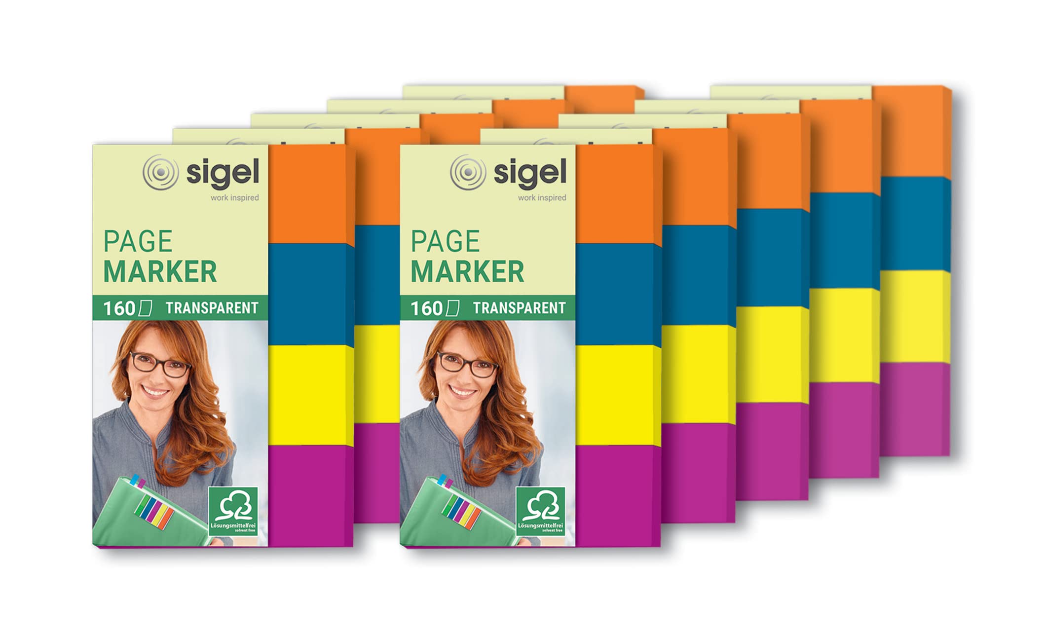 SIGEL HN614 Transparent Index Page Markers, 4 x 40 strips, Blue/Pink/Yellow/Orange (pack of 10) — image 1