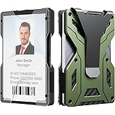 HNHFTT Slim Wallet for Men,Metal Wallets with Money Clip with Clear ID Window badge holder/ID Card Holder,RFID Blocking,Minimalist and Carbon Fiber Tactical Design, Holds 15 Cards Plus Cash