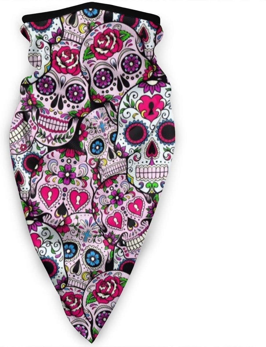 VwuuzLpOD Outdoor Face Mask Day of The Dead Sugar Skulls Sun Dust Protection Neck Gaiter