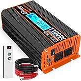 1100 Watt Pure Sine Wave Power Inverter 12V DC to 110V 120V Converter for Family RV Off Grid Solar System Car with Type-C Por