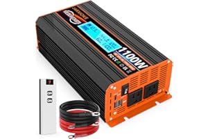 JARXIOKE 1100 Watt Pure Sine Wave Power Inverter 12V DC to 110V 120V Converter for Family RV Off Grid Solar System Car with Type-C Ports 2 AC Power Outlets Dual USB Ports LCD Display Wireless Remote Control…