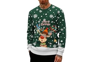 Men's Christmas Ugly Sweater,Cute Reindeer Xmas Tree Snowflake Graphic Funny Sweaters Holiday Pullover Knit Tops,Pull de Noel