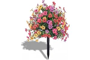22 Inch Outdoor Faux Flowers for Garden Yard Porch Decor Artificial Petunia Flowers with Ground Stake, Colorful Artificial Pl