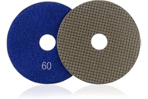 BSRTTOOL 4" Electroplated Diamond Polishing Pads 60 Grit - Wet Dry Sanding Tile Stone Marble Granite Concrete Ceramics Glass