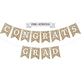 Pre-strung Congrats Grad Banner - No DIY - Gold Glitter Graduation Party Banner - Pre-strung Garland on 6 ft Strand - Gold Grad Congrats Class of 2026 Party Decorations & Decor. Did We Mention No DIY