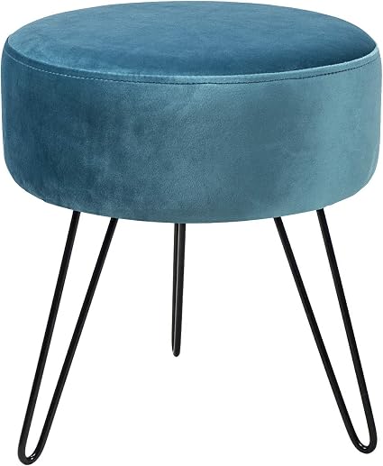 Sorbus Velvet Footrest Stool Round Mid Century Modern Luxe Velvet Ottoman Footstool Side Table Removable Metal Leg Design Teal Buy Online At Best Price In Uae Amazon Ae