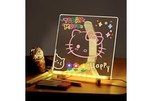 SWEETONE Acrylic Dry Erase Board with Light,7.9"X7.9"Led Note Board with Colors, Light Up Dry Erase Board with Stand As A Glow Memo Led Letter Message Board for Drawing Creativity, School, Home, Office