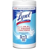 Lysol Disinfecting Wipes, Multi-Surface Cleaner, Crisp Linen, 80 ct. | All Purpose Cleaner, Sanitizing, Deodorizing, Apartment Essentials, Back To School Cleaning Supplies, Kitchen &amp; Bathroom Wipe
