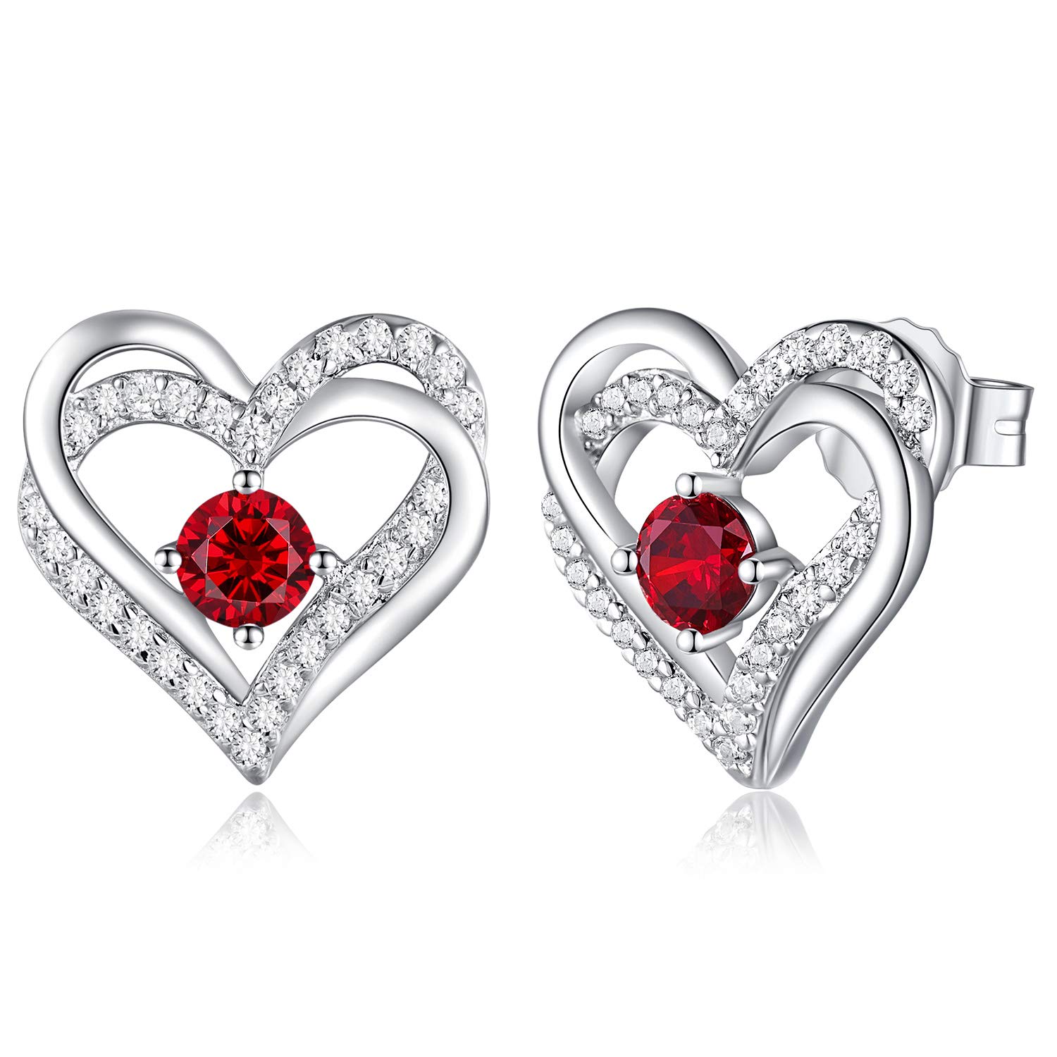 CDE Women Earrings 925 Sterling Silver Heart Stud Jewellery for Women Christmas Anniversary Birthday Jewelry Gifts for Her