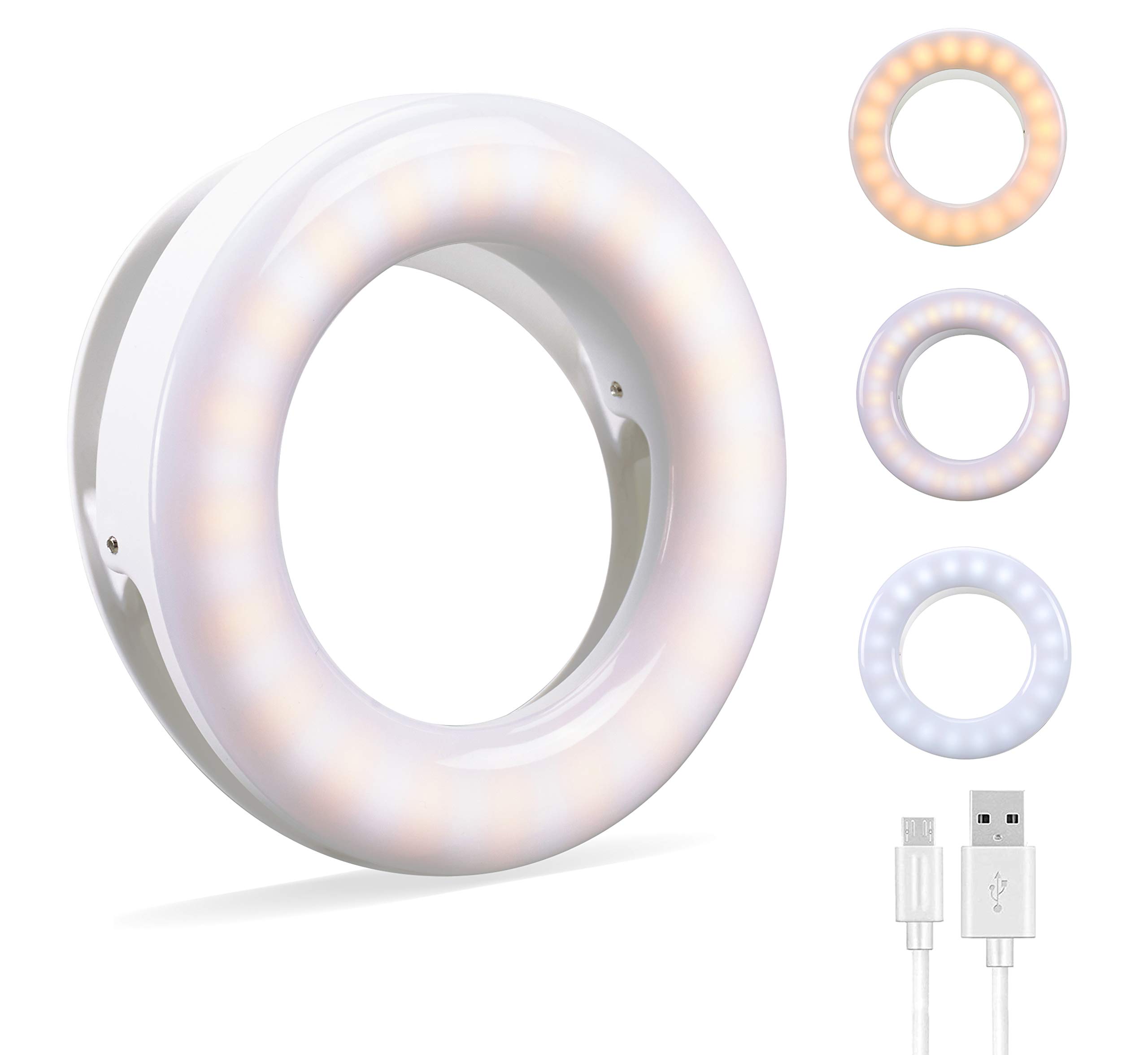 Photo 1 of Selfie Ring Light, Oternal Ring Light Rechargeable Portable Clip-on Selfie Fill Light for iPhone Android Smart Phone Photography, Camera Video, Girl Makes up