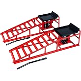 5 Ton (11000 lbs) Capacity Hydraulic Low Profile Car Ramps with Pin Lock, 10.6 to 14.7 Inch Lift Range, for Auto &amp; Home Garage Maintenance, Oil Changes