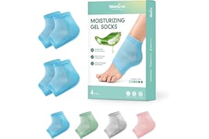 Welnove Moisturizing Heel Socks - 2 Pairs Aloe Vera Extract Infused Gel Lining for Dry Feet - Cracked Heel Repair Treatment -