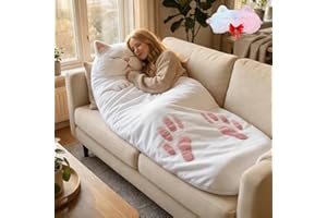 Cat Sleeping Bag for Humans, Fluffy Cats Sleeping Bag for Adults, Plush Wearable Envelope Blanket 68.9 Inch Washable Polyeste