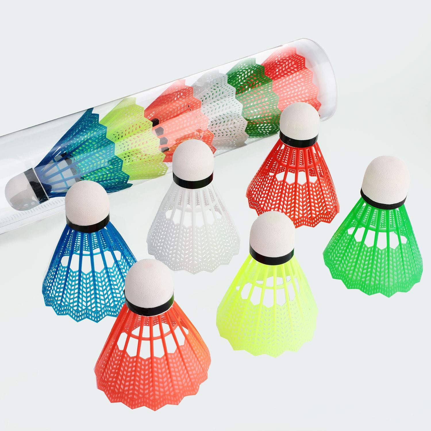 Nylon Badminton Shuttlecocks Brightly-Colored Plastic Birdies Badminton Balls Sports Training Badminton Balls for Indoor Outdoor Sports (24 Pieces) : Sports & Outdoors