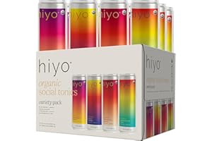 Hiyo Organic Social Tonic – Variety Pack, 12 Pack - N.A. Functional Seltzer, Sparkling Water Crafted with Organic Adaptogens, Nootropics & Botanicals