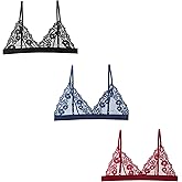 Malowinda Women Lace Bralettes Plunge No Padding Bra