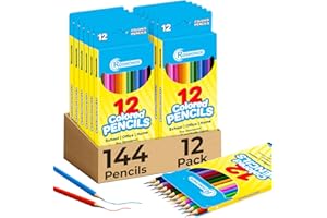 Rosmonde 12 Pack Colored Pencils (144 Count), Assorted Pre Sharpened Colors Set, Easy Hold Grip, Classroom Art Supplies, Bulk Coloring Set for Schools, Teachers, Drawing & Creative Projects