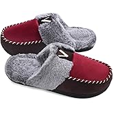 VONMAY Women's Memory Foam Slippers Moccasin Slip-on Scuff House Shoes Fuzzy Faux Fur Lining Indoor Outdoor for All Seasons