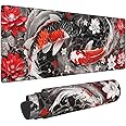 Black and Red Japanese Fish Gaming Mouspad Long Extended Large Mousepad XL Oversized Desk Pad, 31.5 X 11.8 Inch
