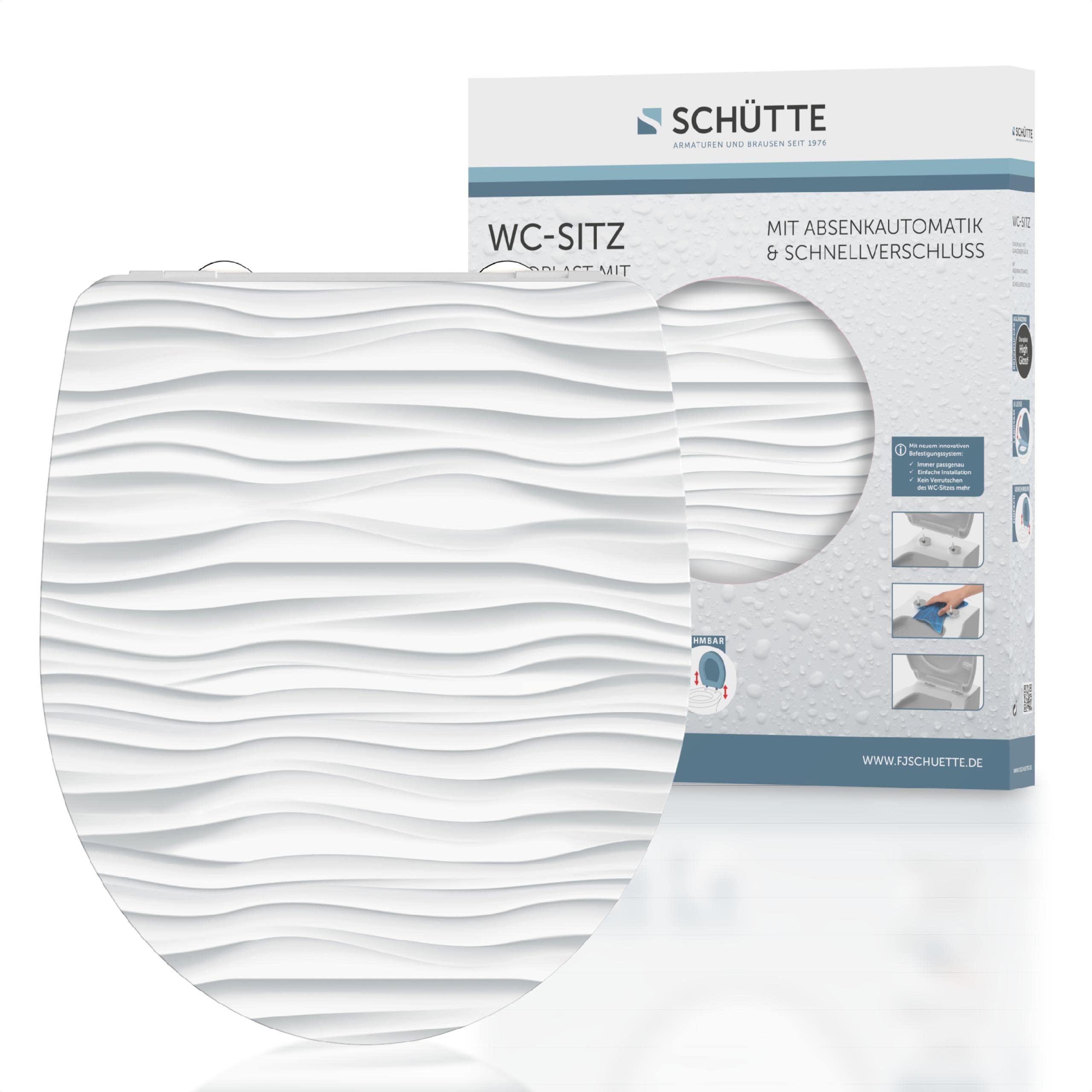 SCHÜTTE Wave Toilet Seat with Soft-Close Mechanism and Quick Release Made of Duroplast Toilet Seat with 175 kg Load Capacity