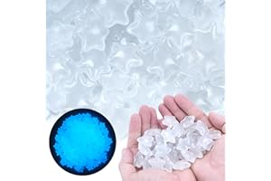 OUN NANA Glow in The Dark Rocks, 100 PCS Glow Rocks Glow in The Dark Pebbles Star Shaped Garden Stones for Patio Aquarium Backyard Fish Tank Fairy Garden Micro Landscape Landscaping Planter Decoration (White)