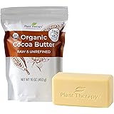 Plant Therapy Organic Cocoa Butter Raw, Unrefined USDA Certified 16 oz Bar For Body, Face and Hair 100% Pure, Natural Moistur