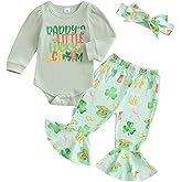 Twopumpkin My First Christmas Baby Girl Outfit Newborn Santa Baby Onesie and Bell Bottoms Ribbed Outfits With Heanband