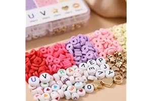 1120 Pcs Clay Beads Bracelet Making Kit, 4 Color Flat Round Polymer Clay Beads, Friendship Bracelet Necklace Earring Jewelry 
