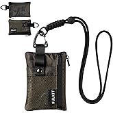 VULKIT Small Minimalist Wallet for Women and Men RFID Blocking, Zipper Coin Pouch with ID Window and Keychain, Water Resistant Travel Lanyard Wallet Camouflage