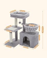 PAWZ Road Small Cat Tree 73cm Indoor Activity Tower Grey with Scratching Posts view 2