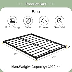 Fly-CTsoar 3 Inch Low King Bed Frame Heavy Duty