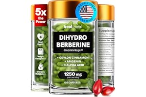 HealMeal Dihydroberberine Supplement - Dehydro Berberine Organic - Super Berberine Supplement with Ceylon Cinnamon & R Alpha Lipoic Acid & Apigenin - Hydroberberine 120 caps (1 Pack)