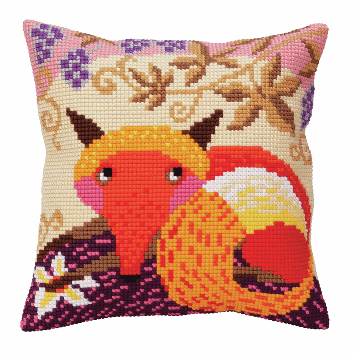 Collection D'Art Cross Stitch Cushion, Cotton, Multicoloured, 40x40cm