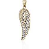 Gold Two Level Angel Wing Charm - 14 Karat Solid Gold