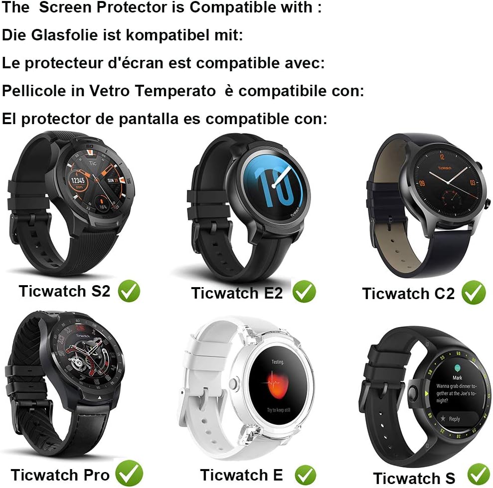 MWOOT Protector de Pantalla para Cristal del Reloj TicWatch S2 E2 ...
