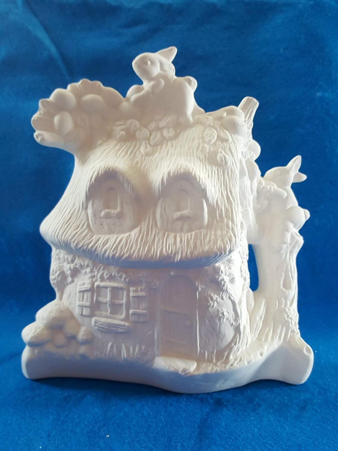 Easter Bunny Rabbit Thatched Roof Cottage unpainted ceramic bisque ready to be