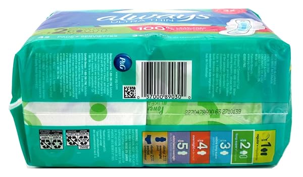 ALWAYS PADS SIZE 2 ULTRA THIN 42 COUNT LONG SUPER (PACK OF 6)